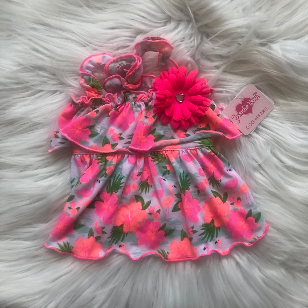 Bright Tropical Flamingo Dog Dress